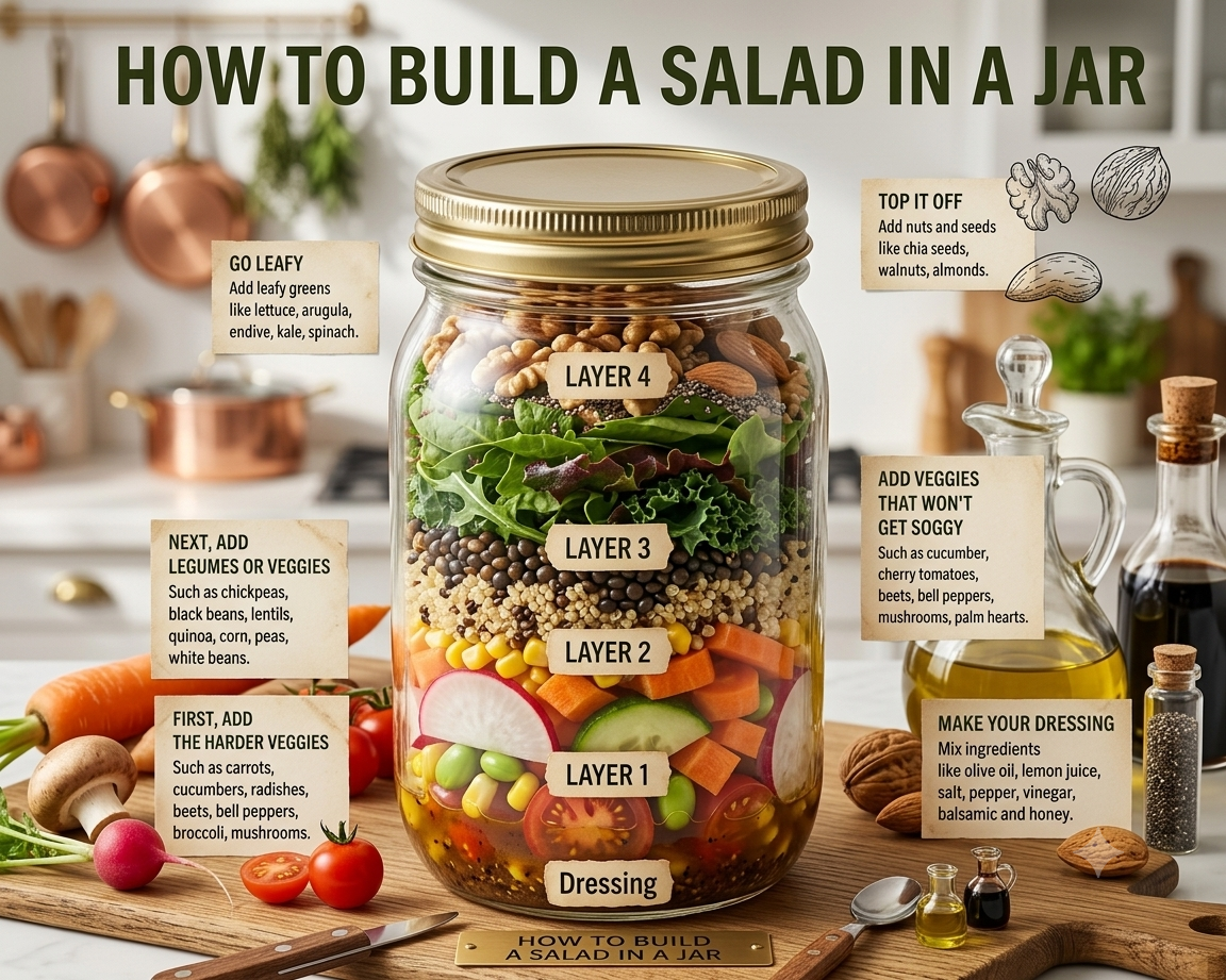 How to build a salad in a jar — step by step layering guide